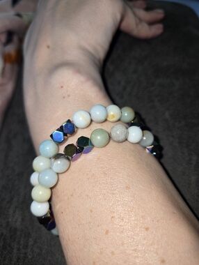 Boho Amazonite Bracelet | Rainbow Hematite Energy Stones | Handmade Gift 271